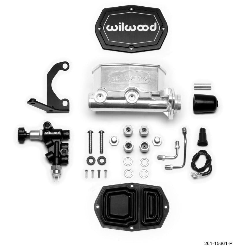 Wilwood Compact Tandem M/C - 1in Bore w/RH Bracket and Valve - Ball Burnished Wilwood Brake Master Cylinder