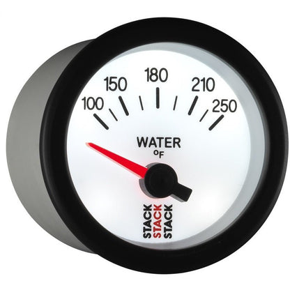 Autometer Stack 52mm 100-250 Deg F 1/8in NPTF Electric Water Temp Gauge - White AutoMeter Gauges