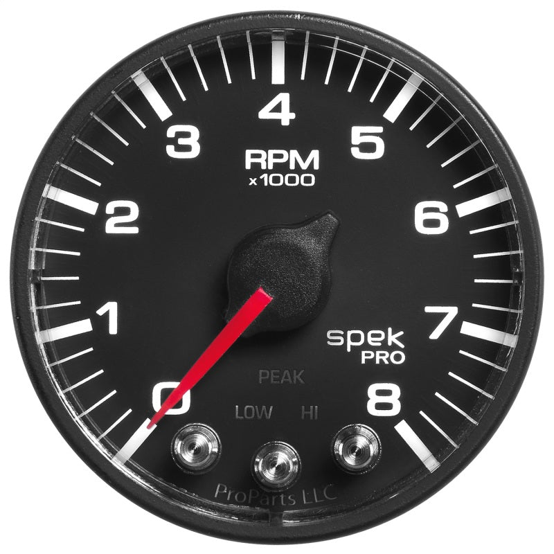 Autometer Spek-Pro Black 2 1/16 inch 8K RPM Tach w/ Shift Light and Peak Memory AutoMeter Gauges