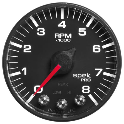 Autometer Spek-Pro Black 2 1/16 inch 8K RPM Tach w/ Shift Light and Peak Memory AutoMeter Gauges