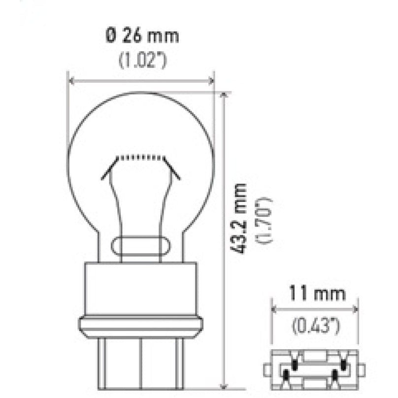 Hella Bulb 3157 12V 27/7W W2.5x16q S8 Hella Bulbs