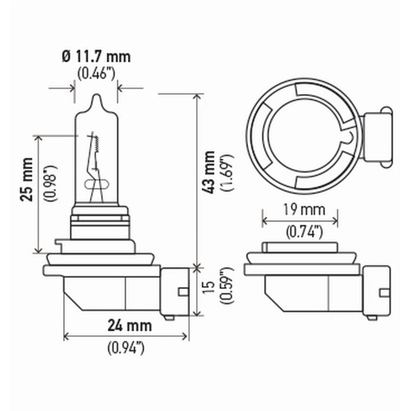 Hella H9 12V 65W PGJ19-5 HP 2.0 Halogen Bulbs Hella Bulbs