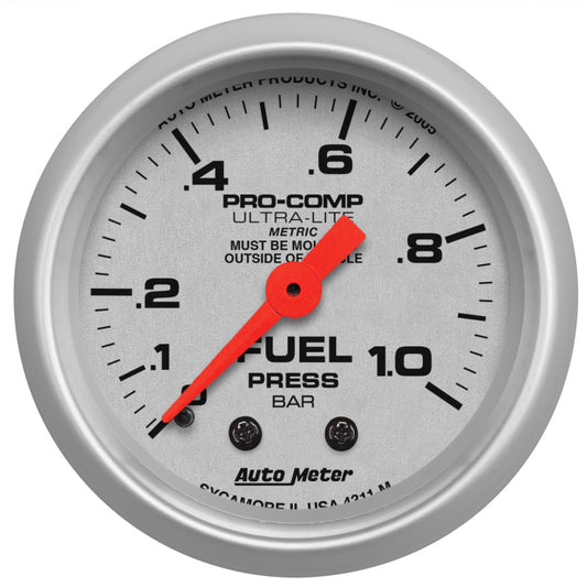 Autometer Ultra-Lite 52mm 0-1.0 Bar Mechanical Fuel Pressure Gauge AutoMeter Gauges
