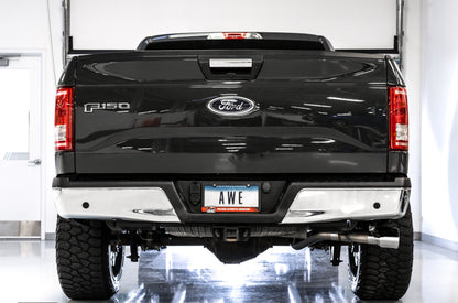 AWE Tuning 2015+ Ford F-150 0FG Single Exit Performance Exhaust System w/4.5in Chrome Silver Tips