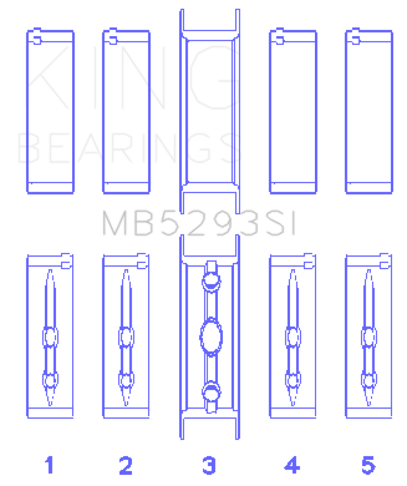 King GM 294/325/345/364CI 4.8/5.3/5.7/6.0L L20/LS1/LS2/LS4/LS6 (Size 020) Main Bearing Set