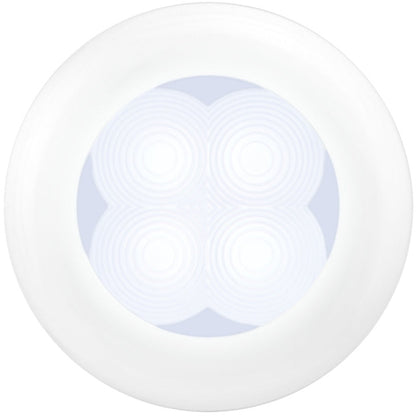 Hella 0500 Series Slim Line White 12V DC Round Soft LED Courtesy Light w/ White Plastic Rim Hella Interior Lighting