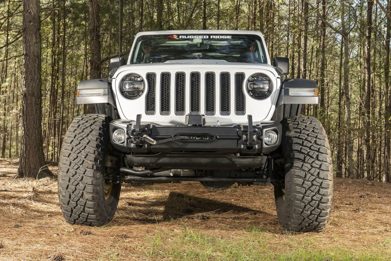 Rugged Ridge Arcus Front Bumper Set W/Tray & Hooks 18-20 Jeep Wrangler JL/JT Rugged Ridge Bumpers - Steel