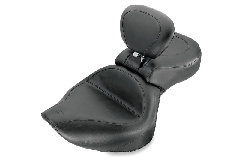 Mustang 01-08 Honda VT750DC Spirit Wide Touring 1PC Seat w/ Driver Backrest - Black