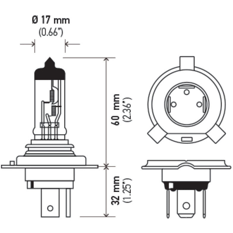 Hella H4 24V 75/70W P43t T4.625 Halogen Bulb (Min Order Qty 10) Hella Bulbs