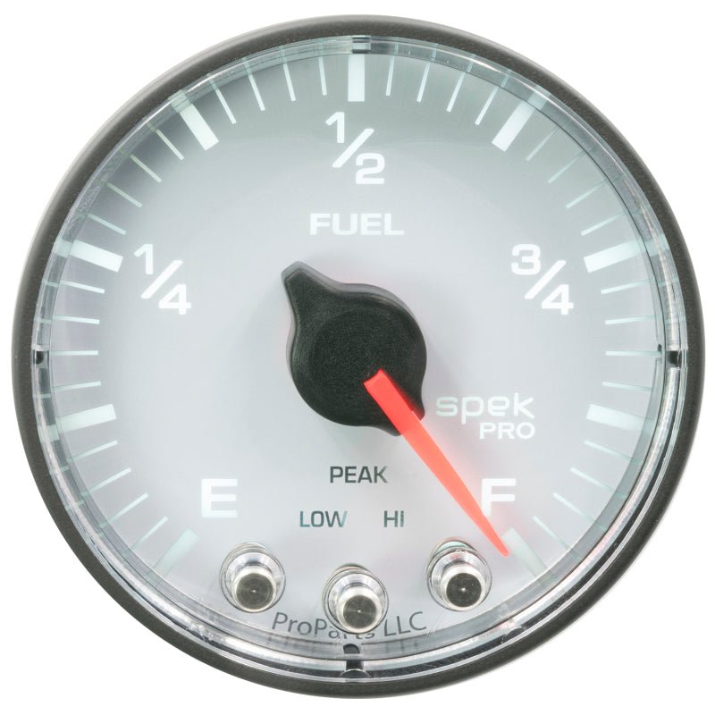 Autometer Spek-Pro Gauge Fuel Level 2 1/16in 0-270 Programmable Wht/Blk AutoMeter Gauges