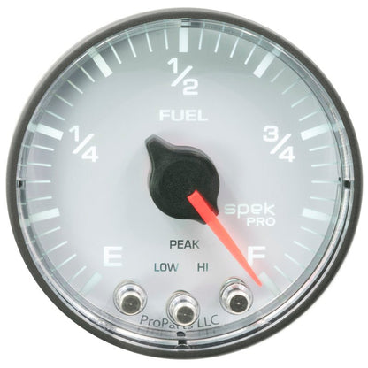 Autometer Spek-Pro Gauge Fuel Level 2 1/16in 0-270 Programmable Wht/Blk AutoMeter Gauges