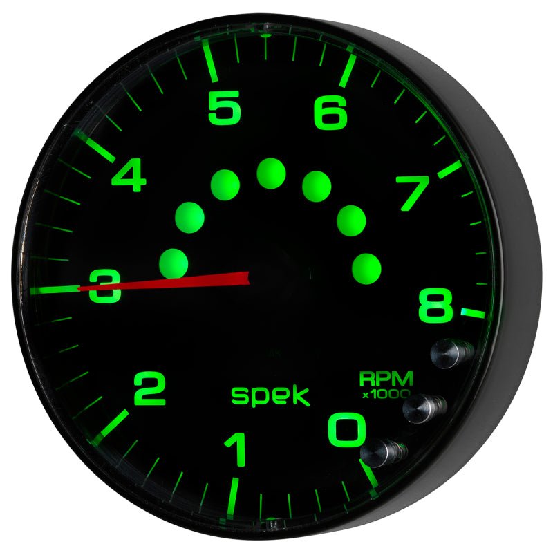Autometer Spek-Pro Gauge Tachometer 5in 8K Rpm W/Shift Light & Peak Mem Black/Black AutoMeter Gauges