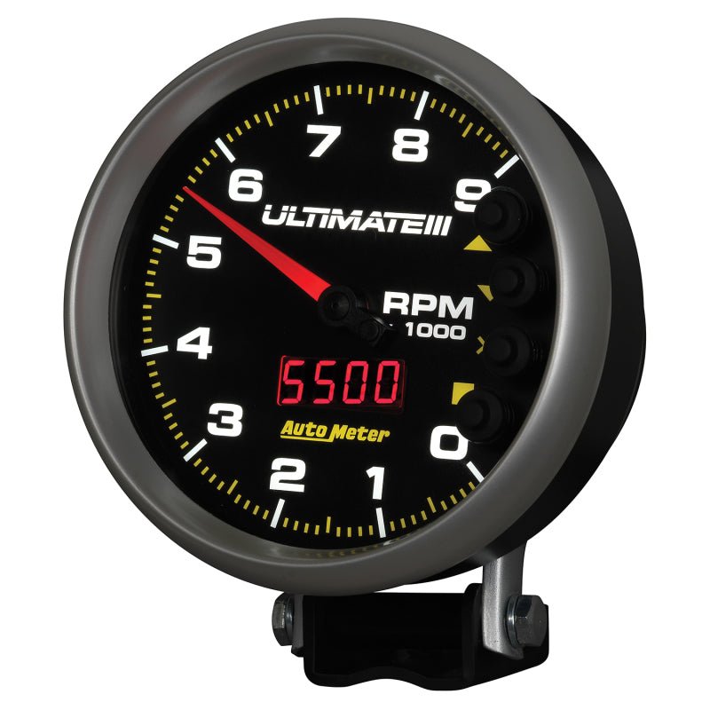 Autometer 5 inch Ultimate III Playback Tachometer 9000 RPM - Black AutoMeter Performance Monitors