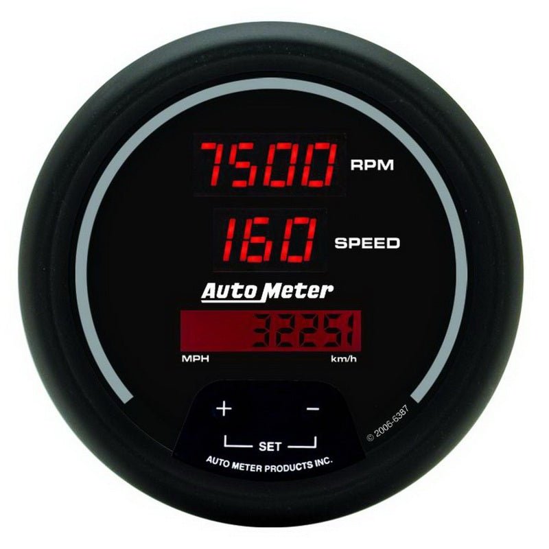 Autometer Black 85.7mm 8000 RPM/160 MPH or 260 km/h Digital Tach/Speedo Combo Gauge AutoMeter Gauges