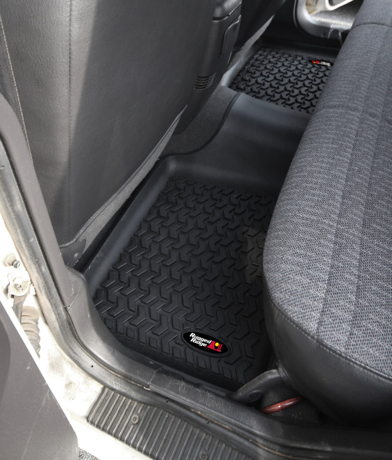 Rugged Ridge Floor Liner Rear Black 1984-2001 Jeep Cherokee XJ Rugged Ridge Floor Mats - Rubber