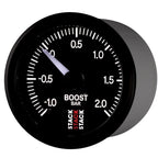 Autometer Stack 52mm -1 to +2 Bar (Incl T-Fitting) Pro Stepper Motor Boost Pressure Gauge - Black AutoMeter Gauges