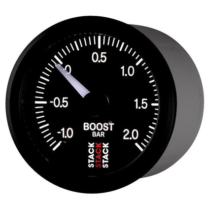 Autometer Stack 52mm -1 to +2 Bar (Incl T-Fitting) Pro Stepper Motor Boost Pressure Gauge - Black AutoMeter Gauges