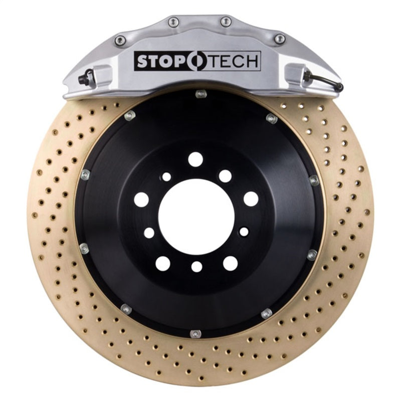 StopTech 14-15 Chevy Corvette Z51 Front BBK w/ Silver ST-60 380x32mm Zinc Coated Drilled Rotors Stoptech Big Brake Kits