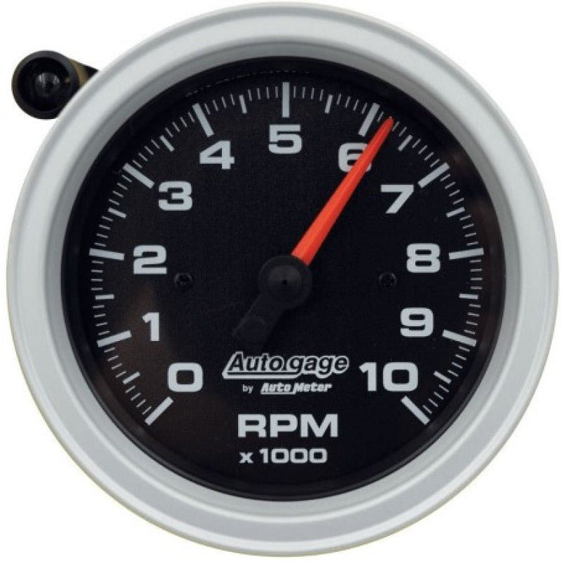 AutoMeter Tachometer Gauge 10K RPM 3 3/4in Pedestal w/Ext. Shift-Light - Black Dial/Black Case AutoMeter Performance Monitors