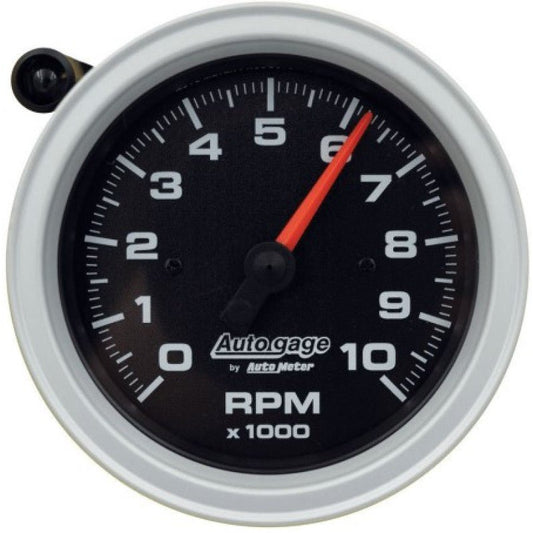 AutoMeter Tachometer Gauge 10K RPM 3 3/4in Pedestal w/Ext. Shift-Light - Black Dial/Black Case AutoMeter Performance Monitors