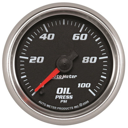 Autometer Pro-Cycle Gauge Oil Pressure 2 1/16in 100psi Digital Stepper Motor Black AutoMeter Gauges