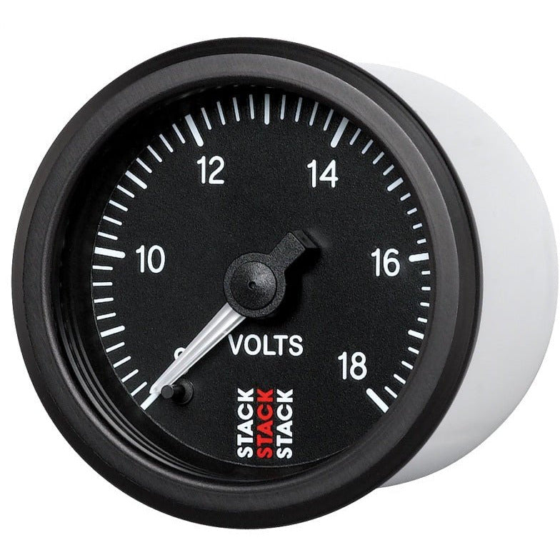 Autometer Stack 52mm 8-18V Pro Stepper Motor Battery Voltage Gauge - Black AutoMeter Gauges