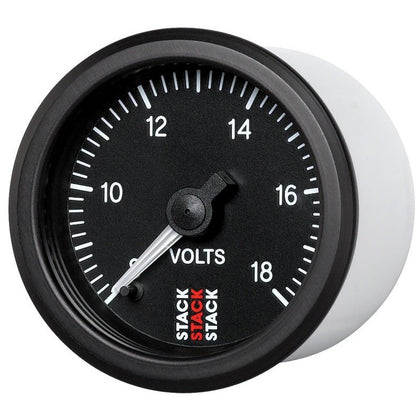 Autometer Stack 52mm 8-18V Pro Stepper Motor Battery Voltage Gauge - Black AutoMeter Gauges