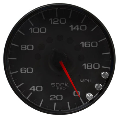 Autometer Spek-Pro Gauge Speedometer 5in 180 Mph Elec. Programmable Black/Black AutoMeter Gauges