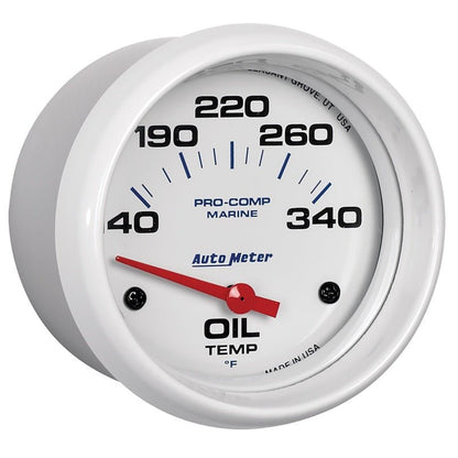 Autometer Marine White Air-Core Electric Oil Temperature Gauge 2-5/8in 140-300 Deg F AutoMeter Gauges