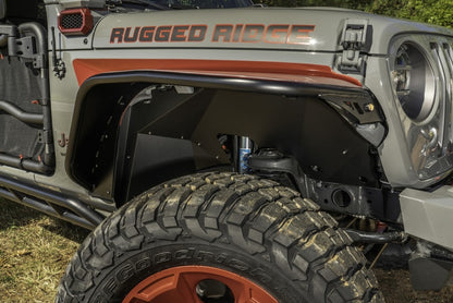 Rugged Ridge Inner Fender Liners Frnt Aluminum Black 18-20 Jeep Wrangler JL Rugged Ridge Fender Flares