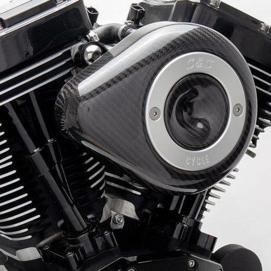 S&S Cycle 08-17 Touring/16-17 Softail Models Stealth Air Cleaner Kit w/ Carbon Fiber Cover