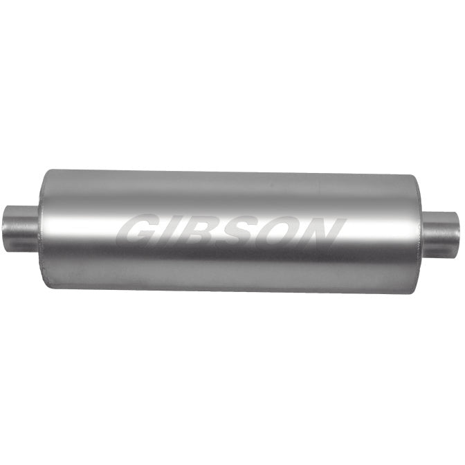 Gibson SFT Superflow Center/Center Round Muffler - 8x24in/3in Inlet/3in Outlet - Stainless Gibson Muffler