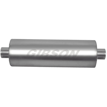 Gibson SFT Superflow Center/Center Round Muffler - 8x24in/4in Inlet/4in Outlet - Stainless Gibson Muffler