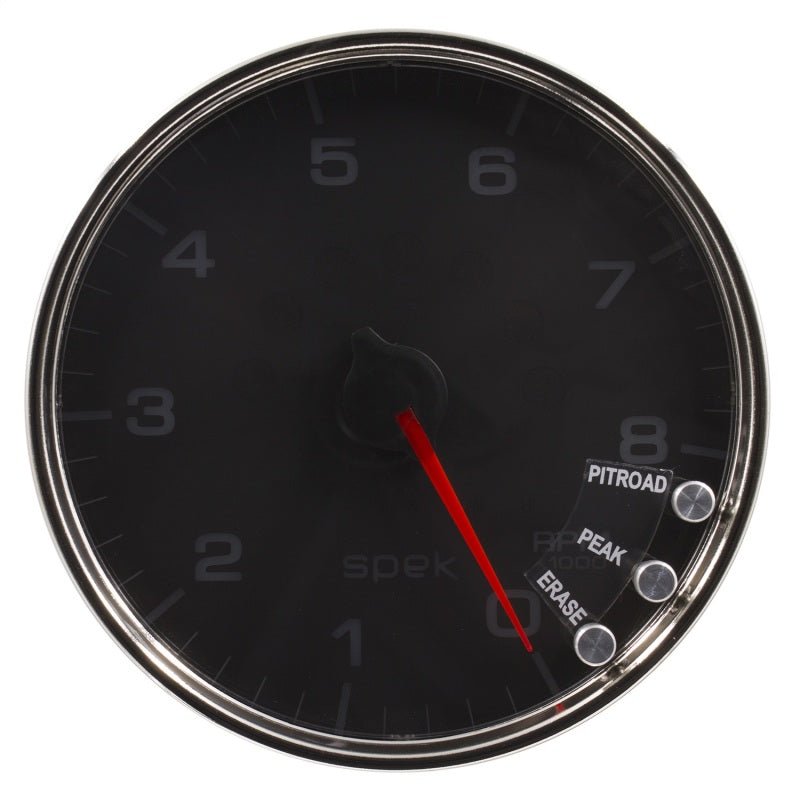 Autometer Spek-Pro Gauge Tachometer 5in 8K Rpm W/Shift Light & Peak Mem Black/Chrome AutoMeter Gauges