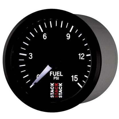 Autometer Stack 52mm 0-15 PSI 1/8in NPTF Male Pro Stepper Motor Fuel Pressure Gauge - Black AutoMeter Gauges