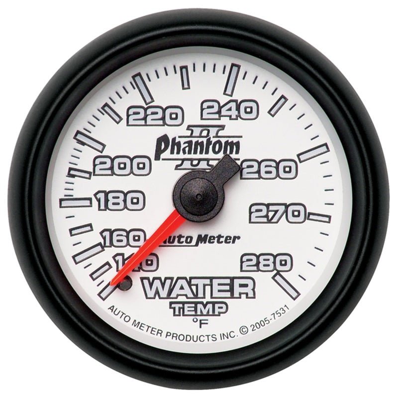 Autometer Phantom II 52.4mm Mechanical 140-280 Deg F Water Temperature Gauge AutoMeter Gauges