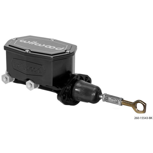 Wilwood Compact Tandem Master Cylinder - 1.12in Bore - w/Pushrod - Fits Mustang (Black) Wilwood Brake Master Cylinder