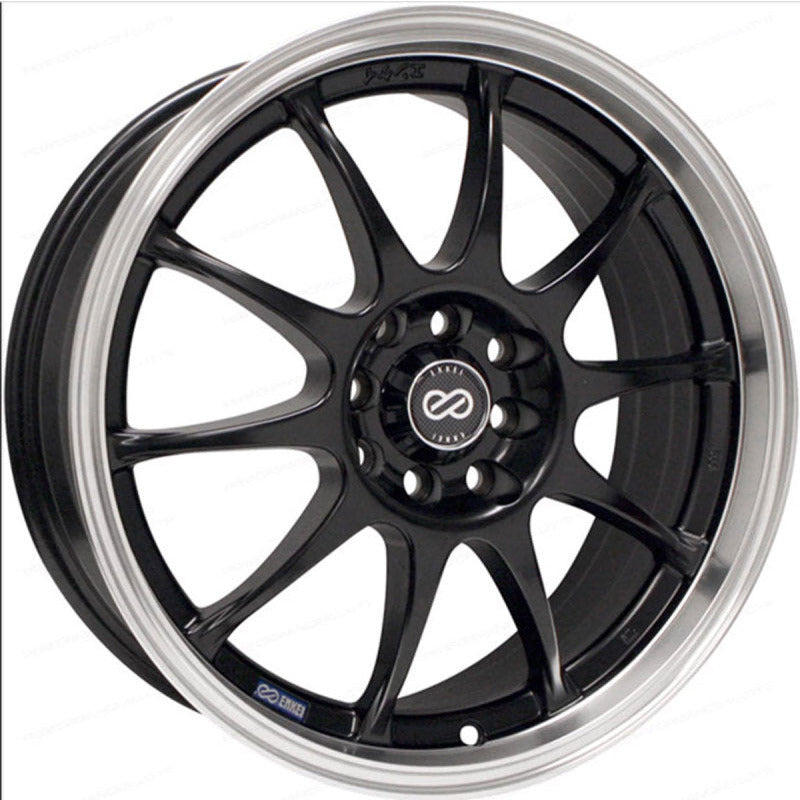 Enkei J10 15x6.5 4x100/114.3 38mm Offset 72.62mm Bore Dia Matte Black w/ Machined Lip Wheel Enkei Wheels - Cast