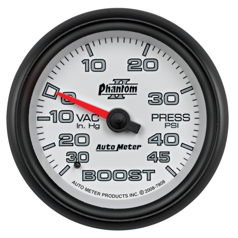 Autometer Phantom II 2-5/8in 30INHG-45PSI Phantom Mechanical Boost/Vacuum Gauge AutoMeter Gauges
