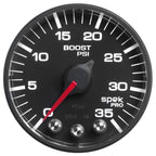 Autometer Spek-Pro Gauge Boost 2 1/16in 35psi Stepper Motor W/Peak & Warn Black/Black AutoMeter Gauges
