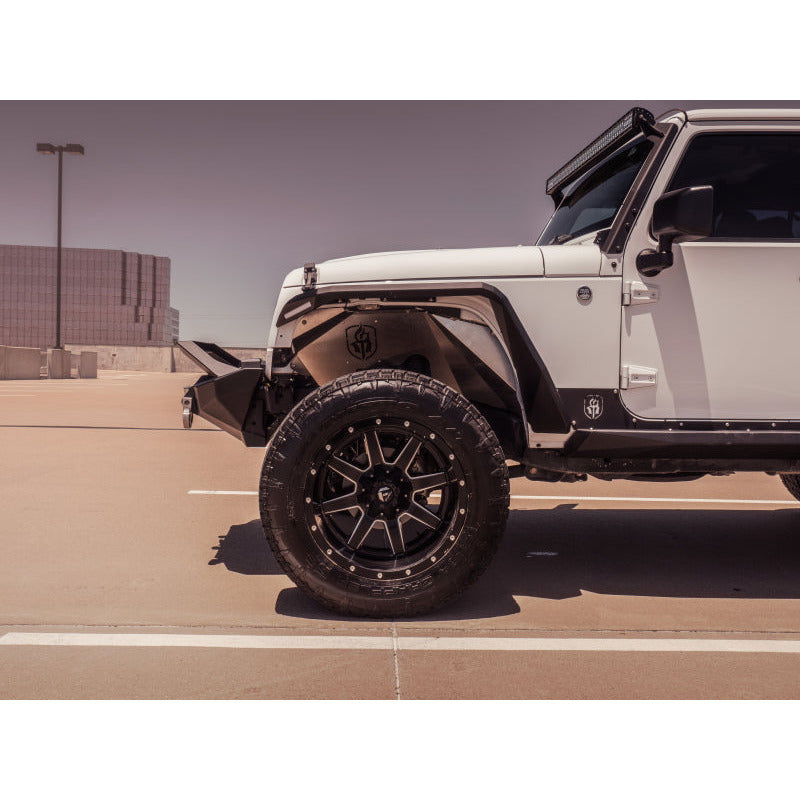 Road Armor 07-18 Jeep Wrangler JK Stealth Front Winch Bumper w/Bar Guard Mid Width - Tex Blk Road Armor Bumpers - Steel