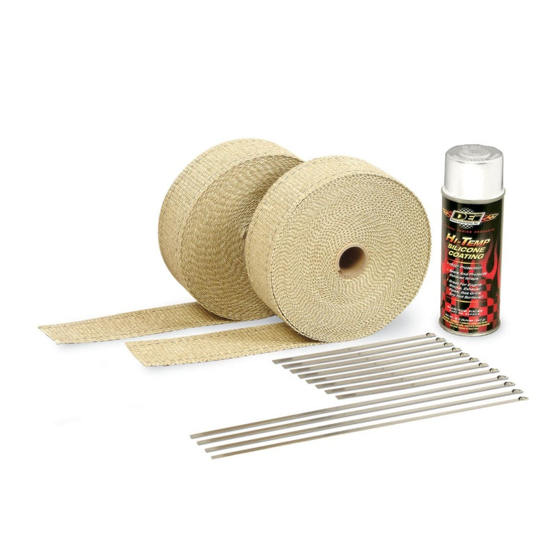 DEI Exhaust Wrap Kit - Tan Wrap and White HT Silicone Coating DEI Exhaust Wrap