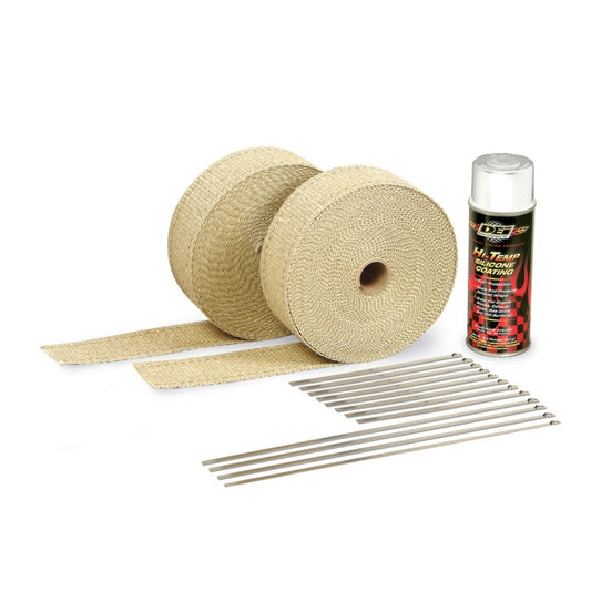 DEI Exhaust Wrap Kit - Tan Wrap and White HT Silicone Coating DEI Exhaust Wrap