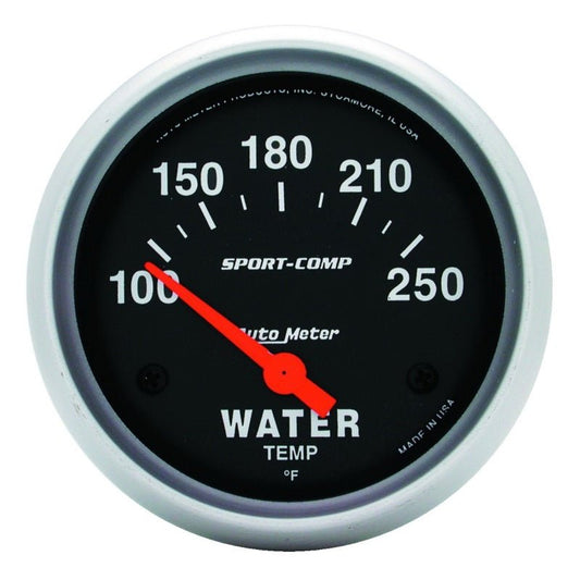 Autometer Sport-Comp 66.7mm 100-250 Deg F Short Sweep Electronic Water Temperature Gauge AutoMeter Gauges