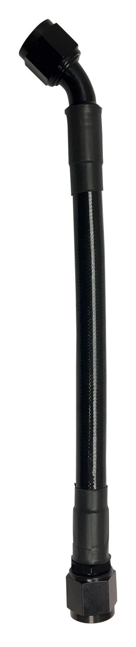 Fragola -8AN Ext Black PTFE Hose Assembly Straight x 45 Degree 12in