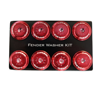 NRG Fender Washer Kit w/Color Matched M8 Bolt Rivets For Plastic (Red) - Set of 8