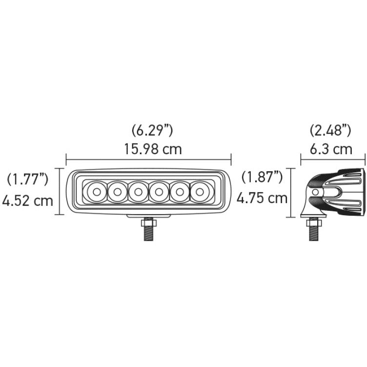 Hella Value Fit Mini 6in LED Light Bar - Flood Beam Pedestal Hella Light Bars & Cubes