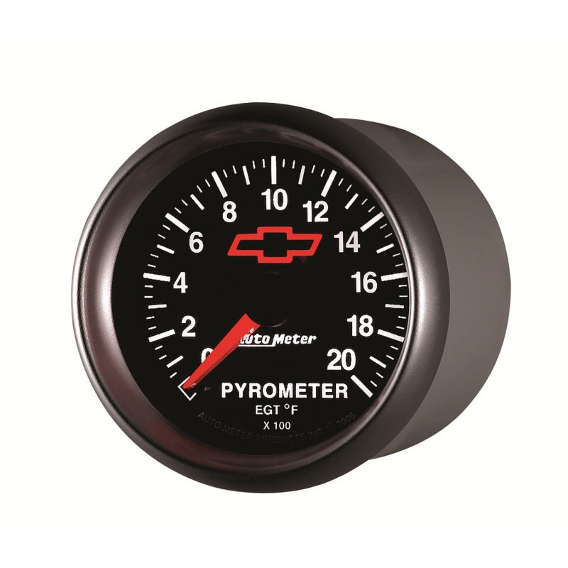 AutoMeter Gauge Pyrometer (Egt) 2-1/16in. 2000 Deg. F Stepper Motor Chevy Red Bowtie Black AutoMeter Gauges