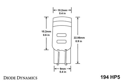 Diode Dynamics 194 LED Bulb HP5 LED Warm - White Short (Pair)