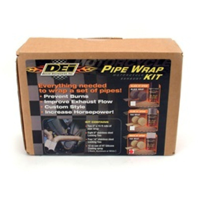 DEI Powersport Motorcycle Exhaust Wrap Kit - Tan wrap w/ White HT Silicone Coating DEI Thermal Wrap